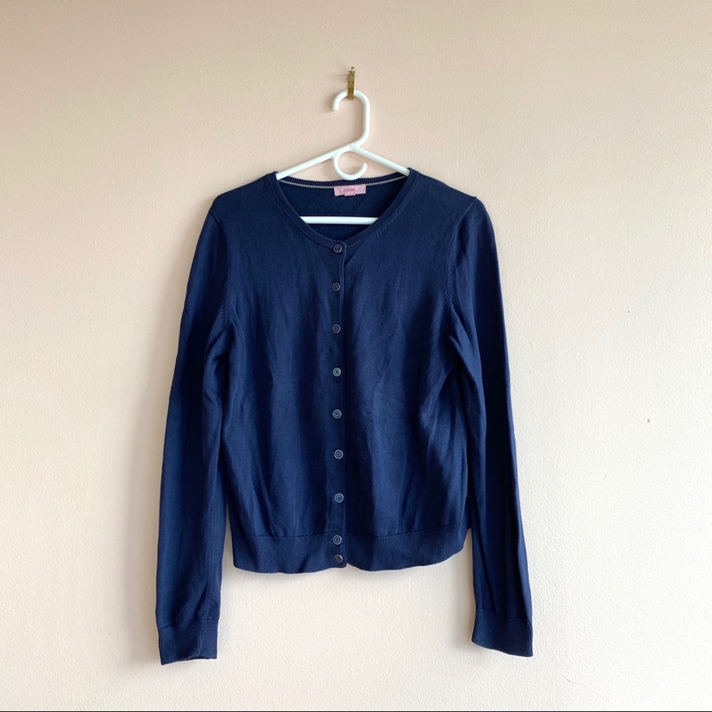 Lilly Pulitzer Crewneck Navy Cardigan Size L